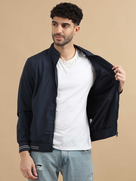 Navy Blue Zipper Jacket for Men