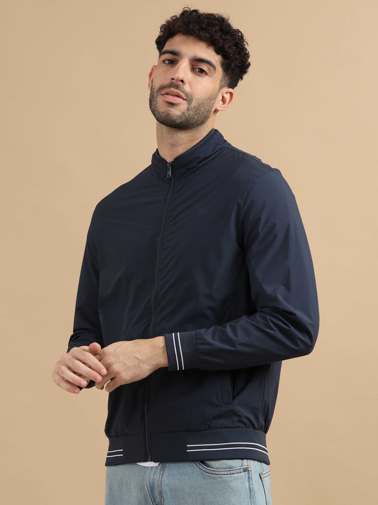 Navy Blue Zipper Jacket for Men