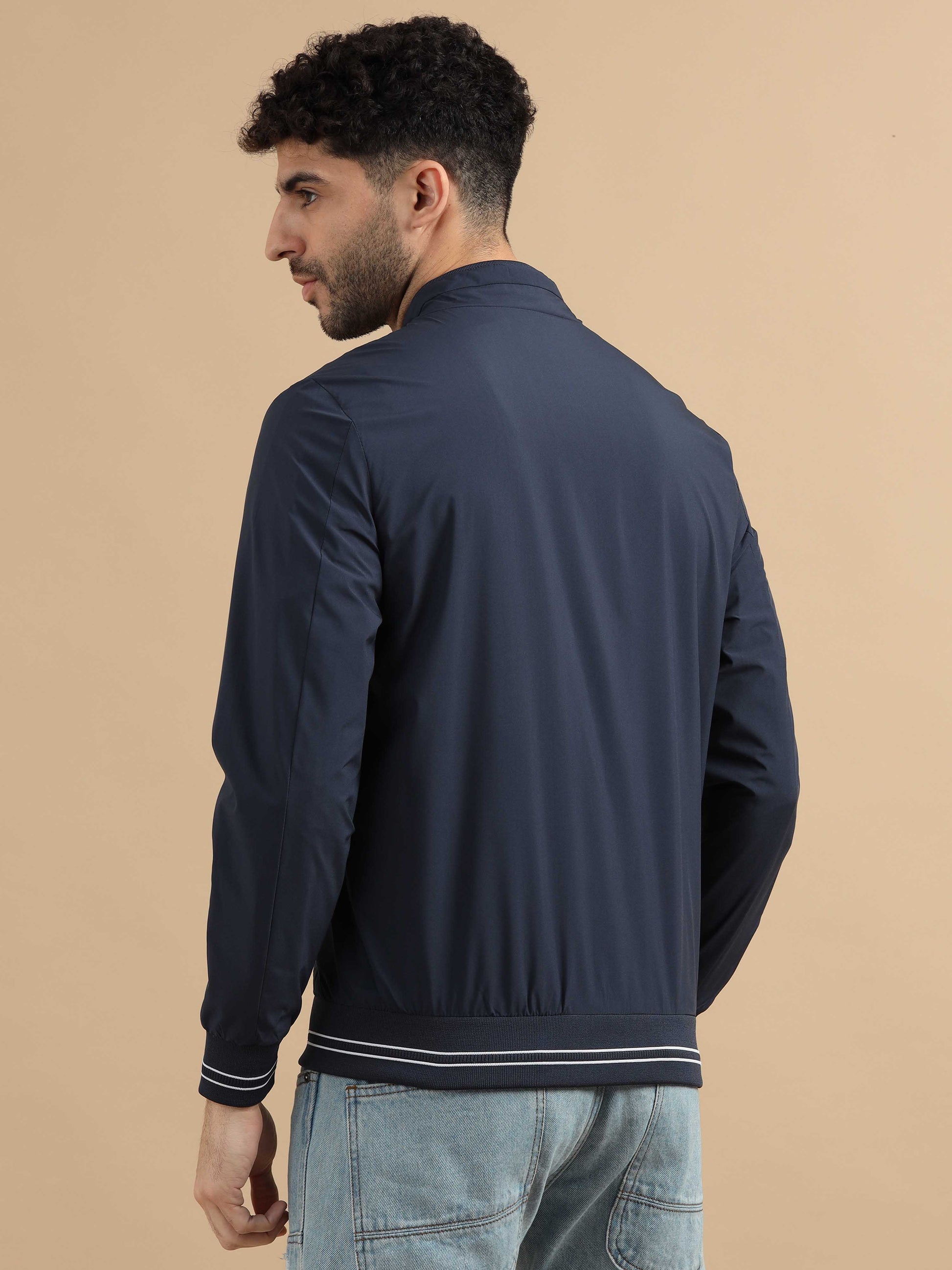 Navy Blue Zipper Jacket for Men