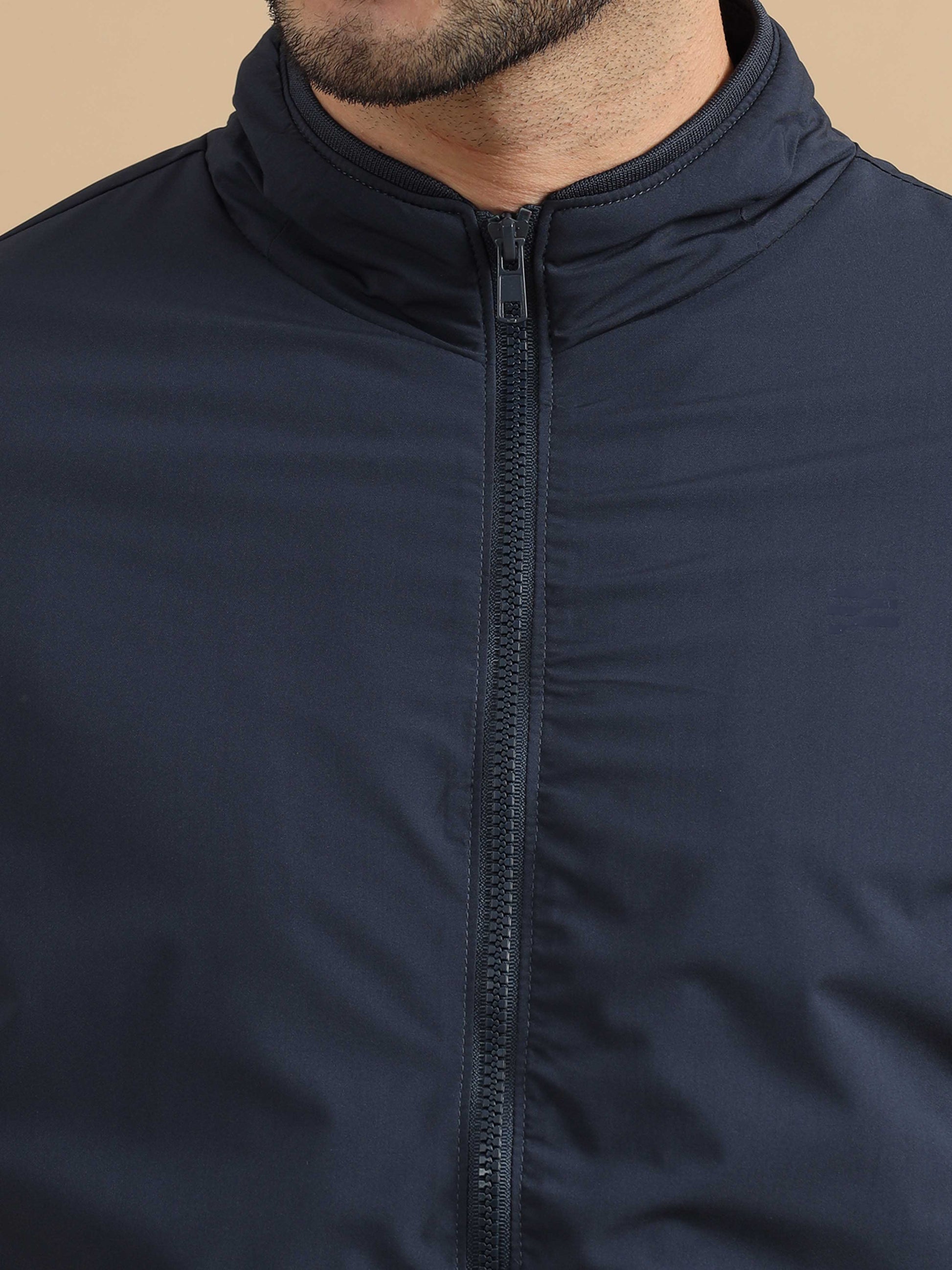 Navy Blue Zipper Jacket for Men