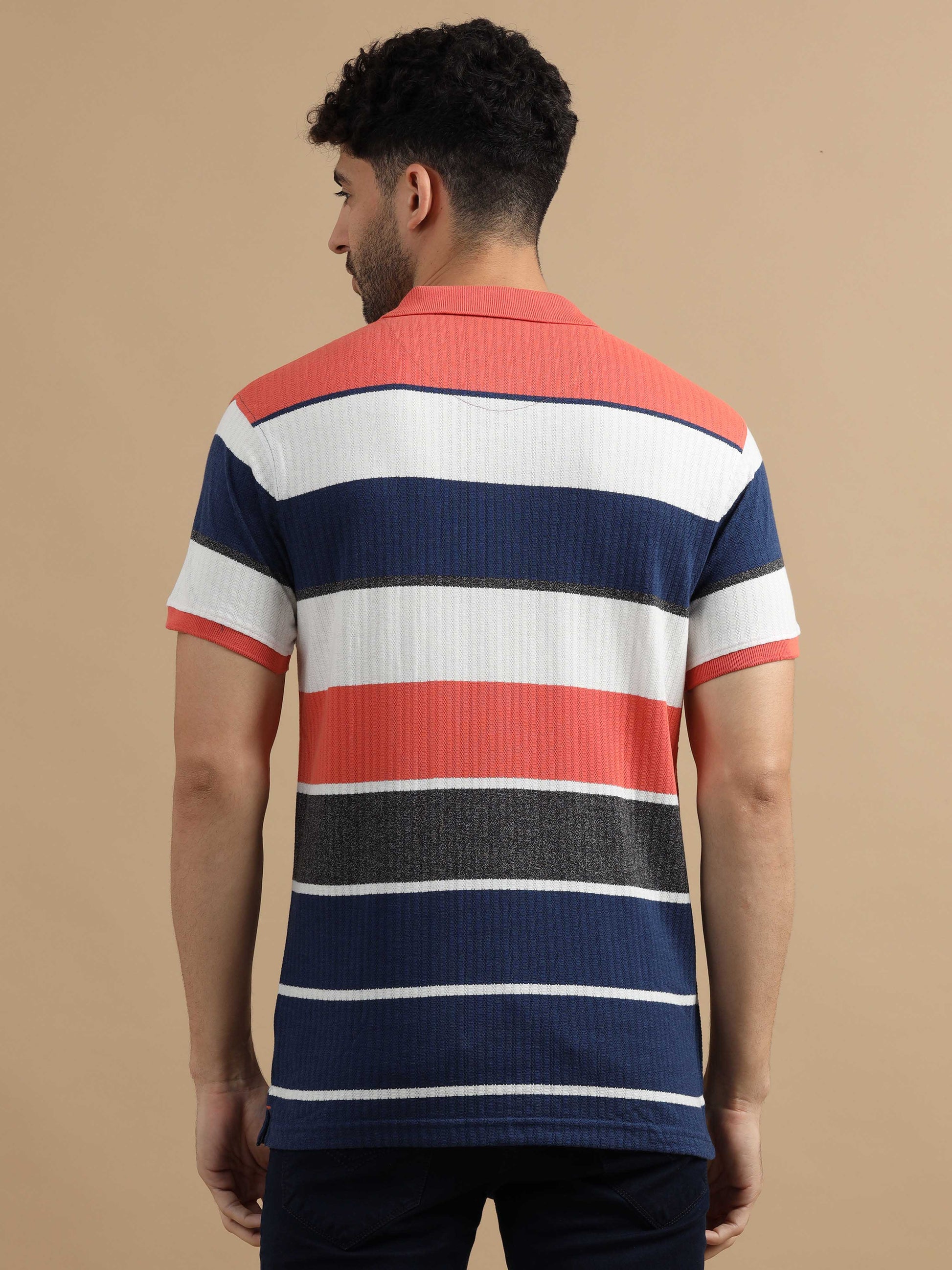 Mens Striped Polo T Shirt