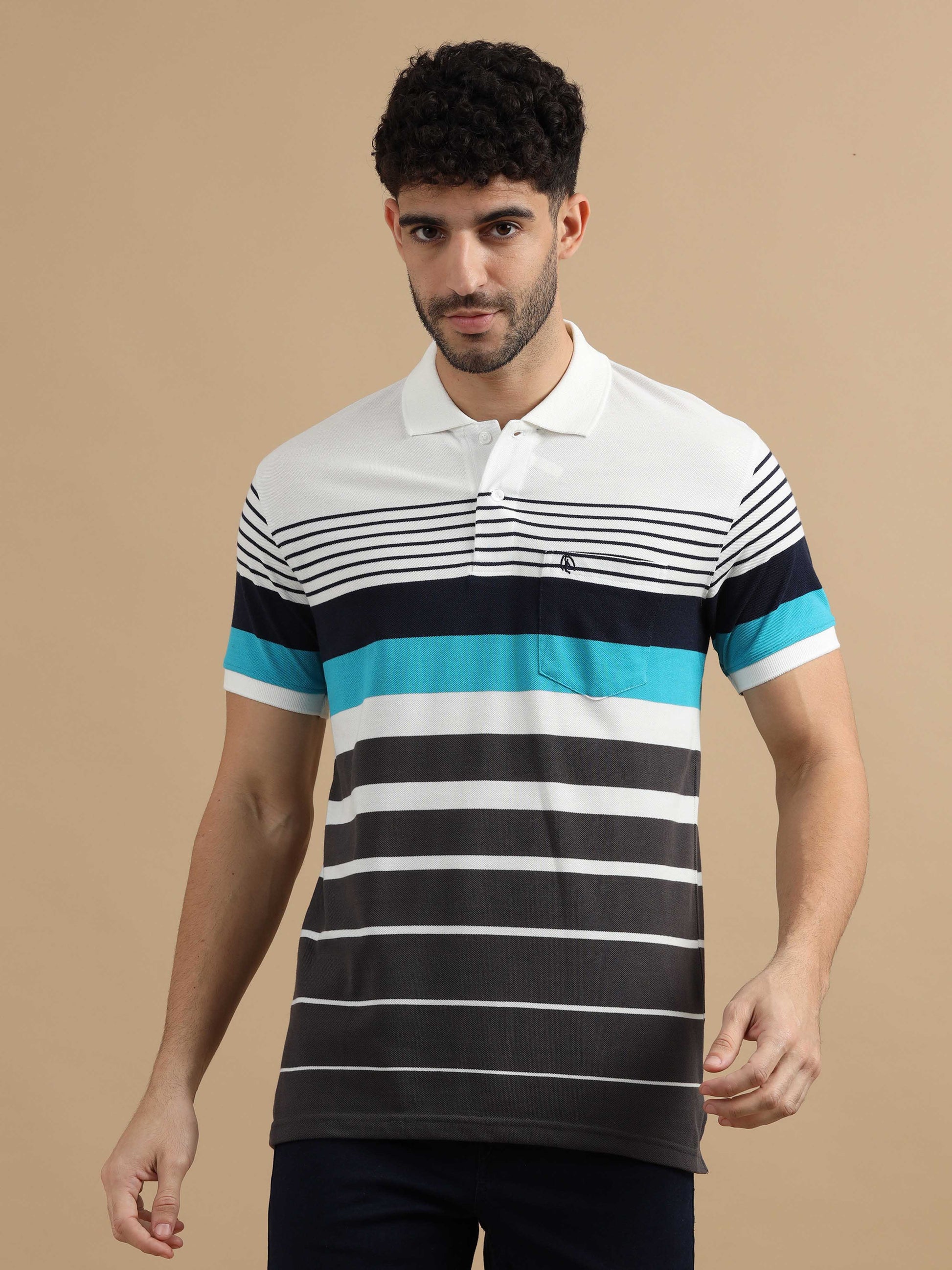  Grey Polo Striped T Shirt 