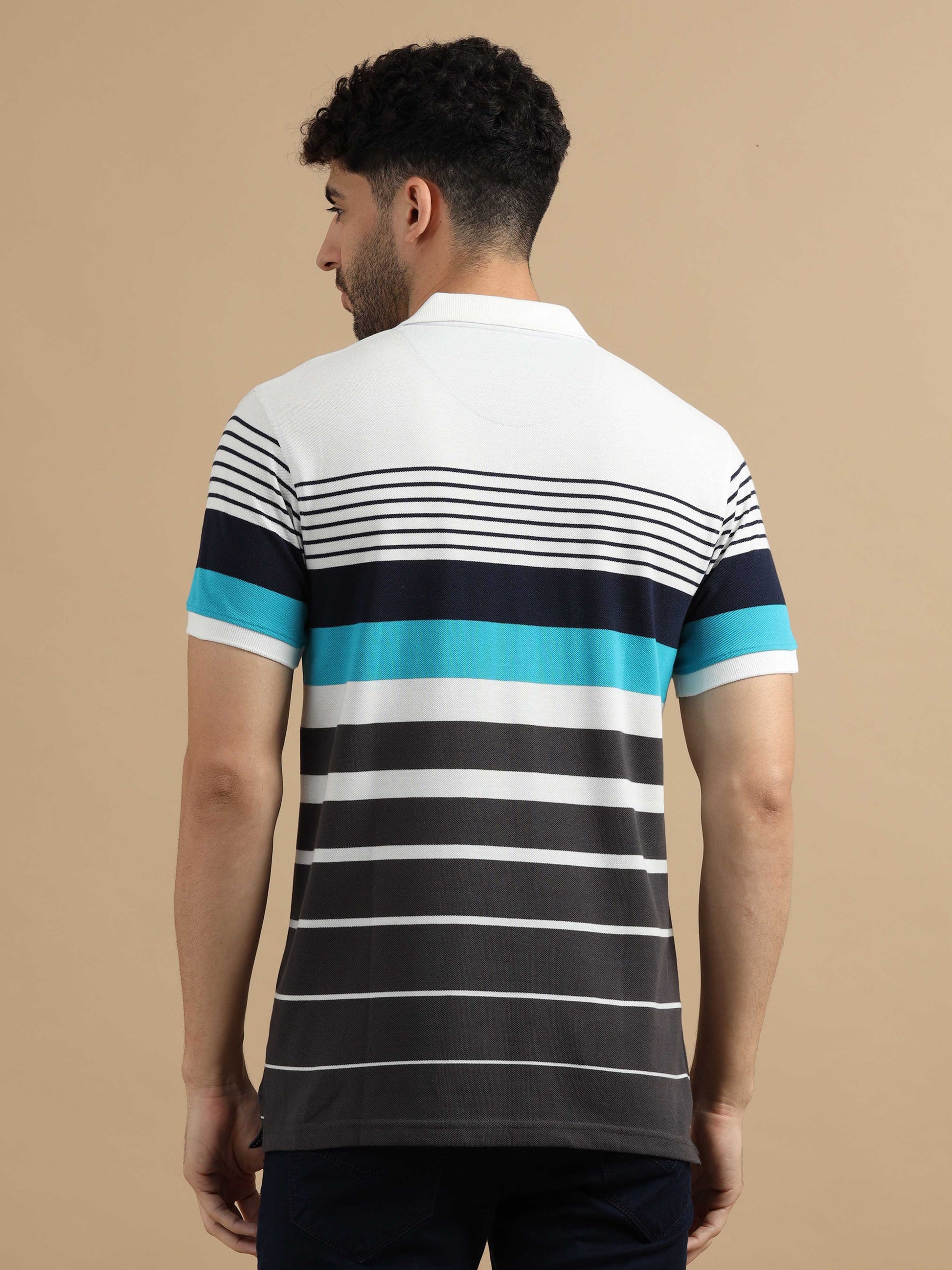  Grey Polo Striped T Shirt 