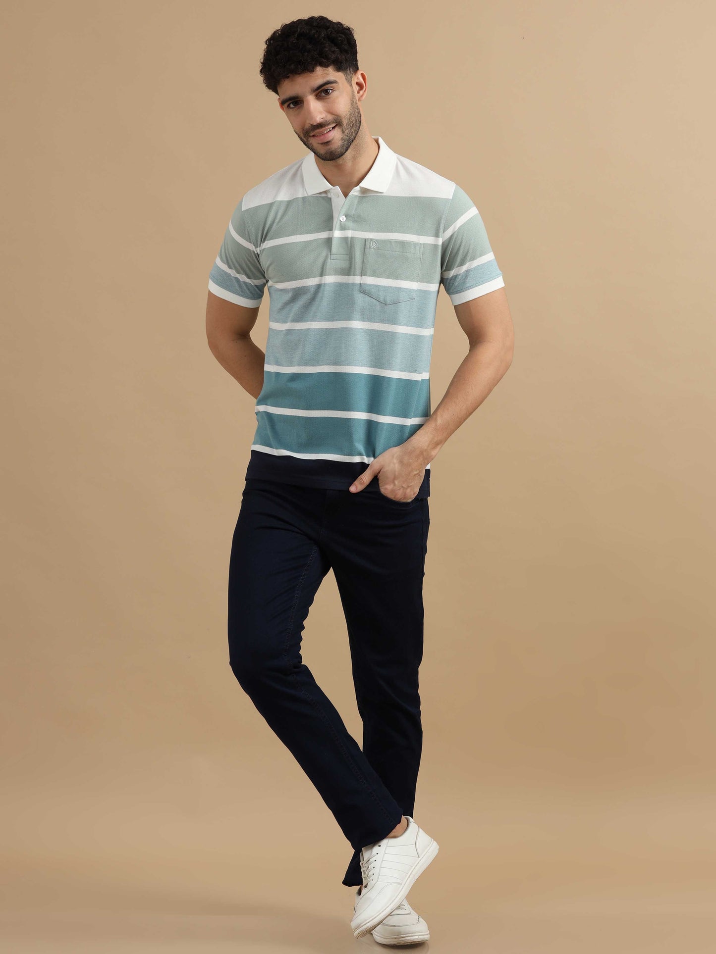 Blue Polo Striped T Shirt