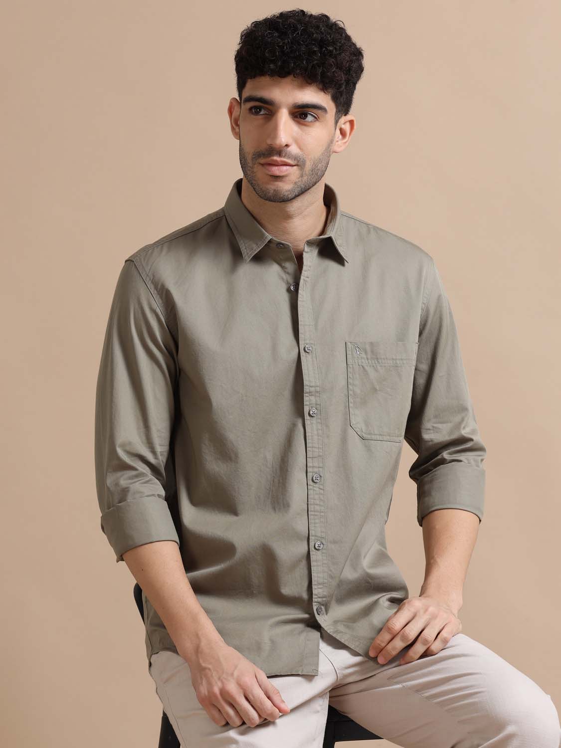 Dusty Grey Full Sleeve Twill Cotton Shirt