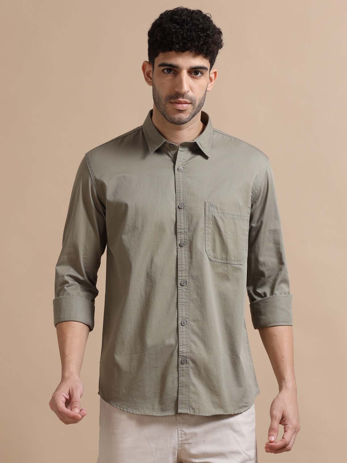 Grey Cotton Shirt for Men 