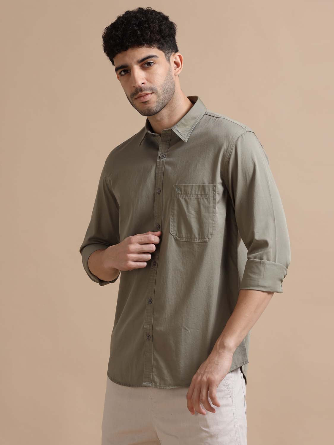 Dusty Grey Full Sleeve Twill Cotton Shirt