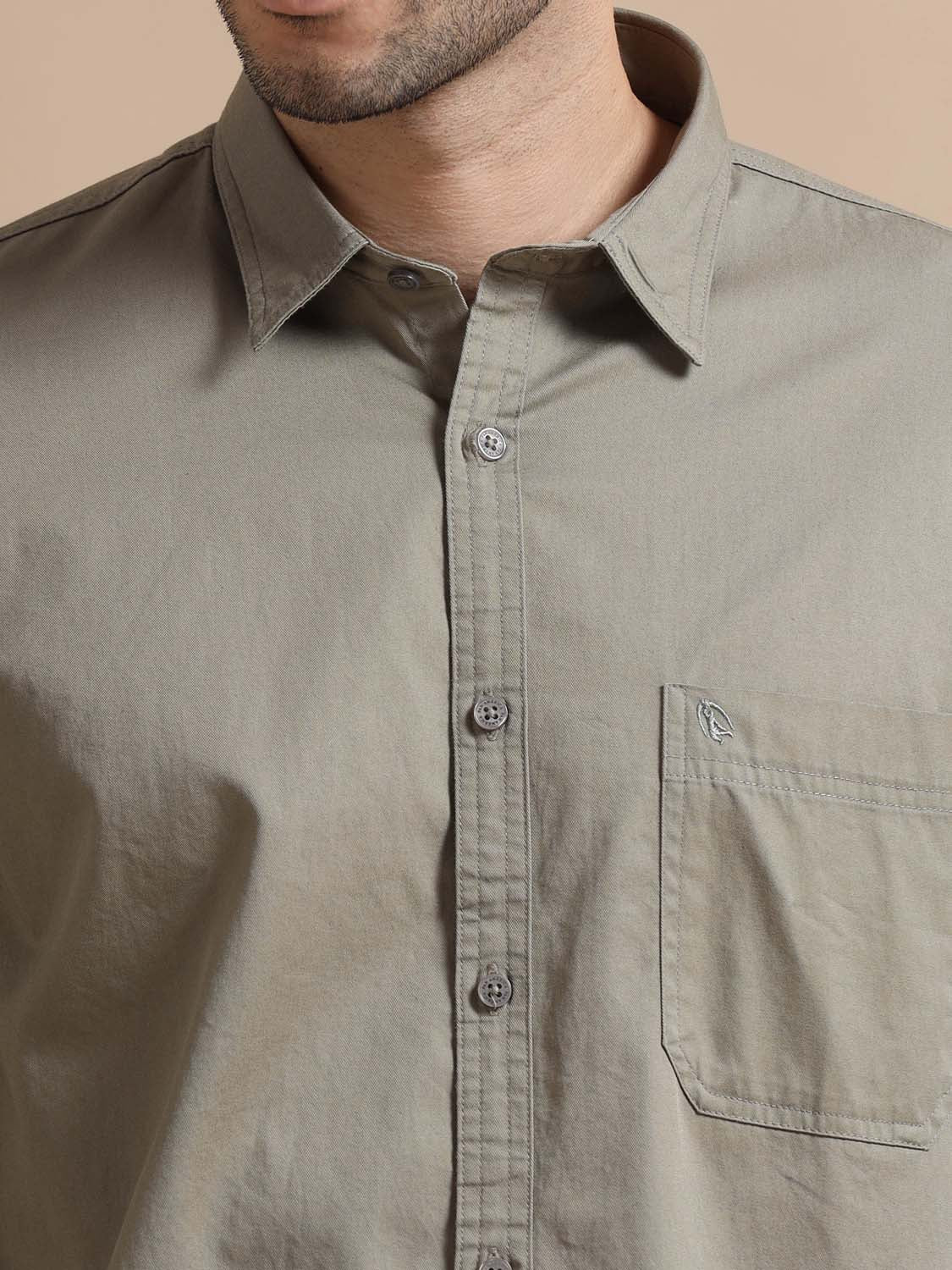 Dusty Grey Full Sleeve Twill Cotton Shirt