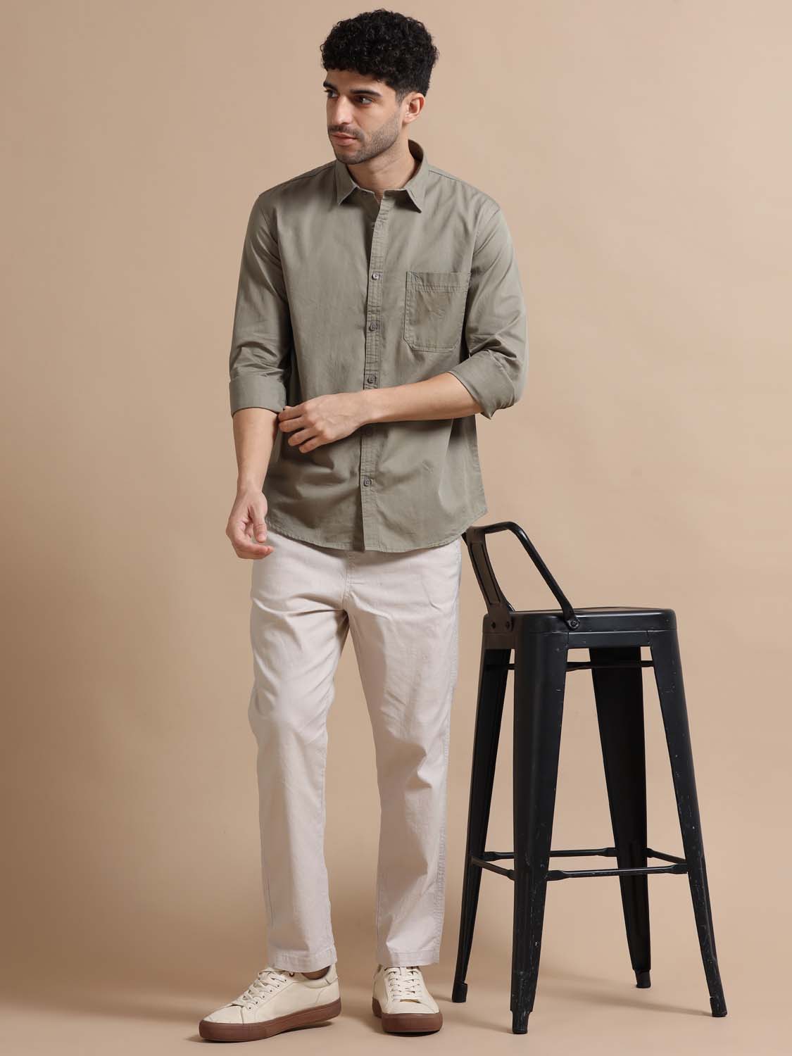 Dusty Grey Full Sleeve Twill Cotton Shirt