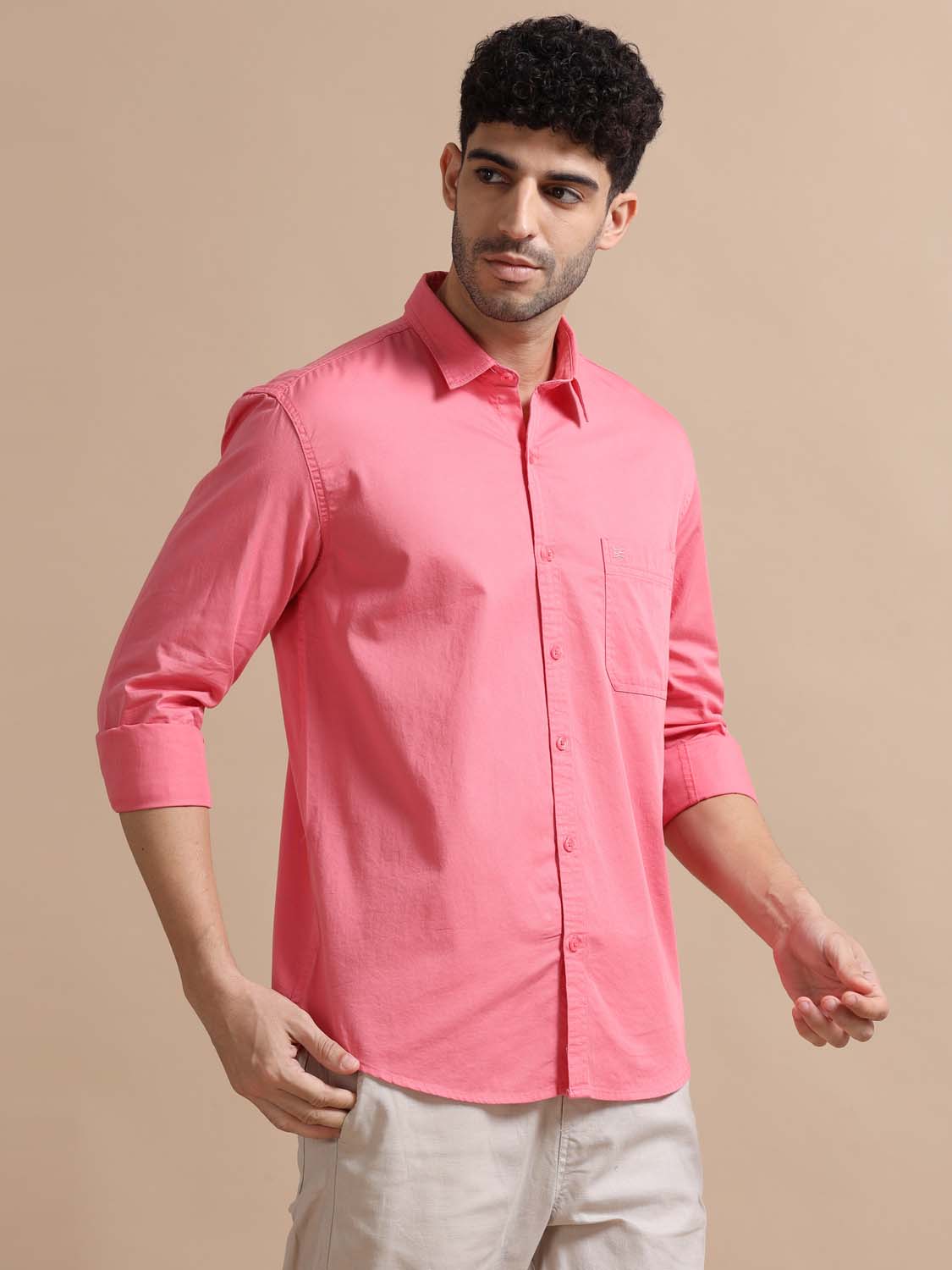 Ruddy Pink Cotton Shirt for Men