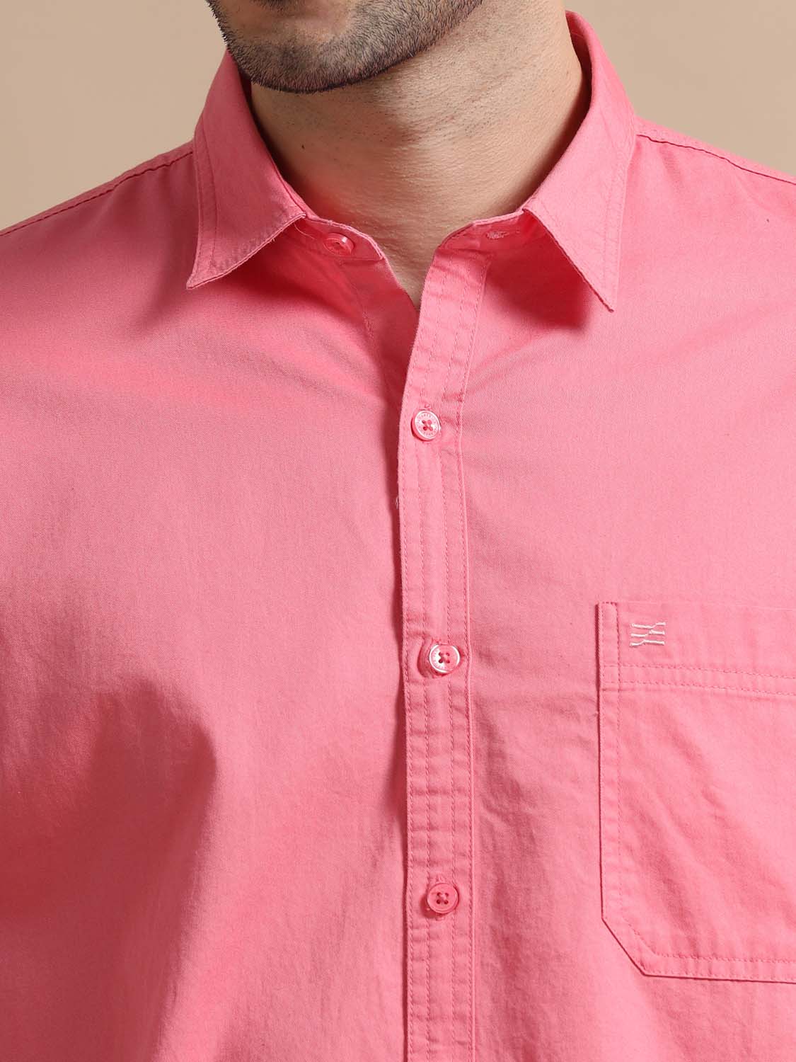 Ruddy Pink Cotton Shirt for Men