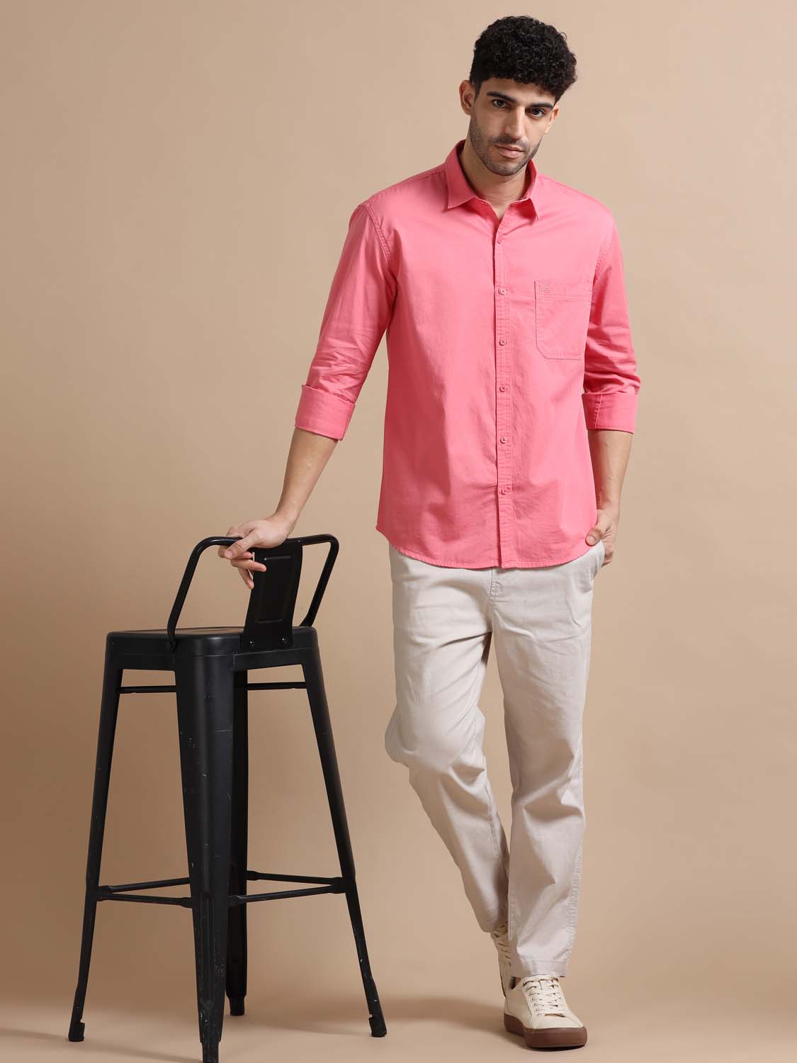 Ruddy Pink Cotton Shirt for Men