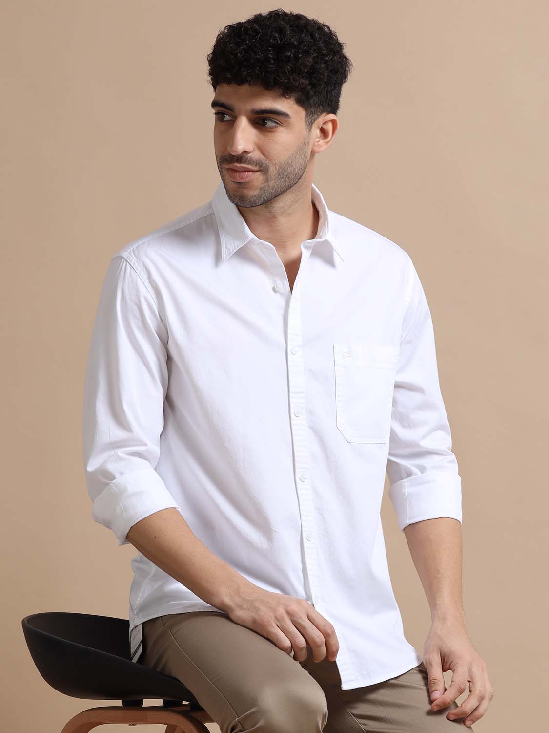 Titan White Full Sleeve Twill Cotton Shirt