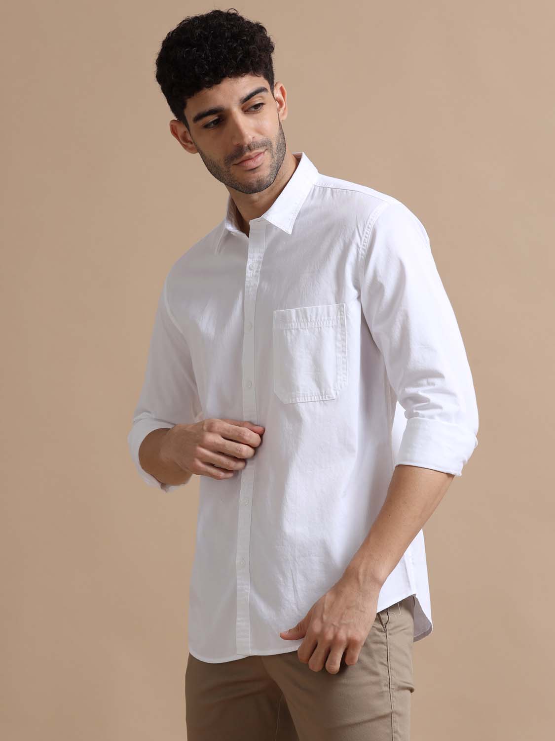 Titan White Full Sleeve Twill Cotton Shirt