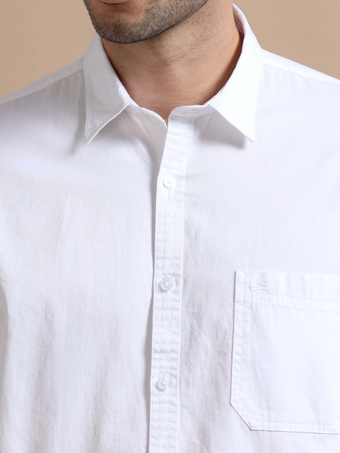 Titan White Full Sleeve Twill Cotton Shirt