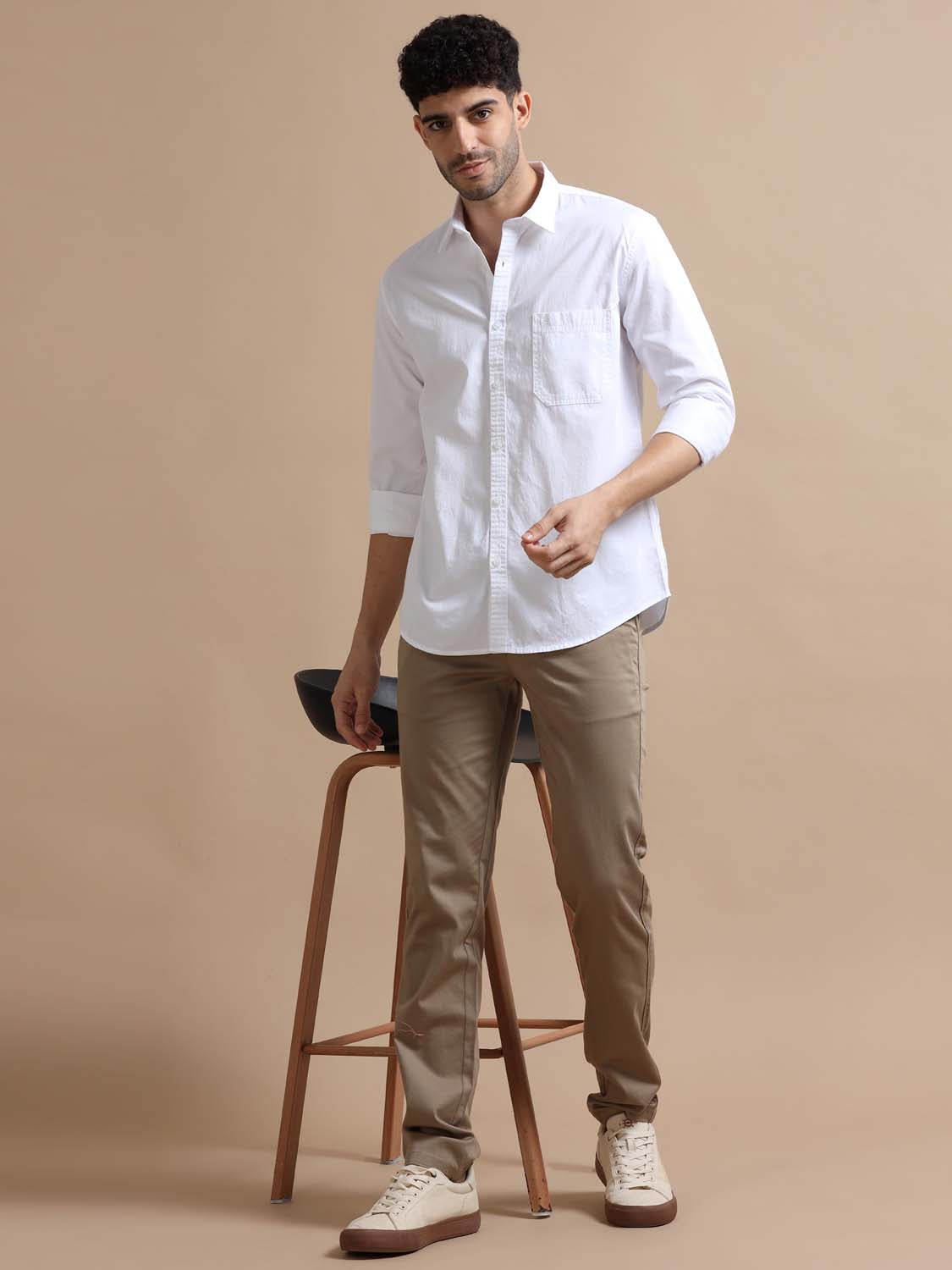 Titan White Full Sleeve Twill Cotton Shirt