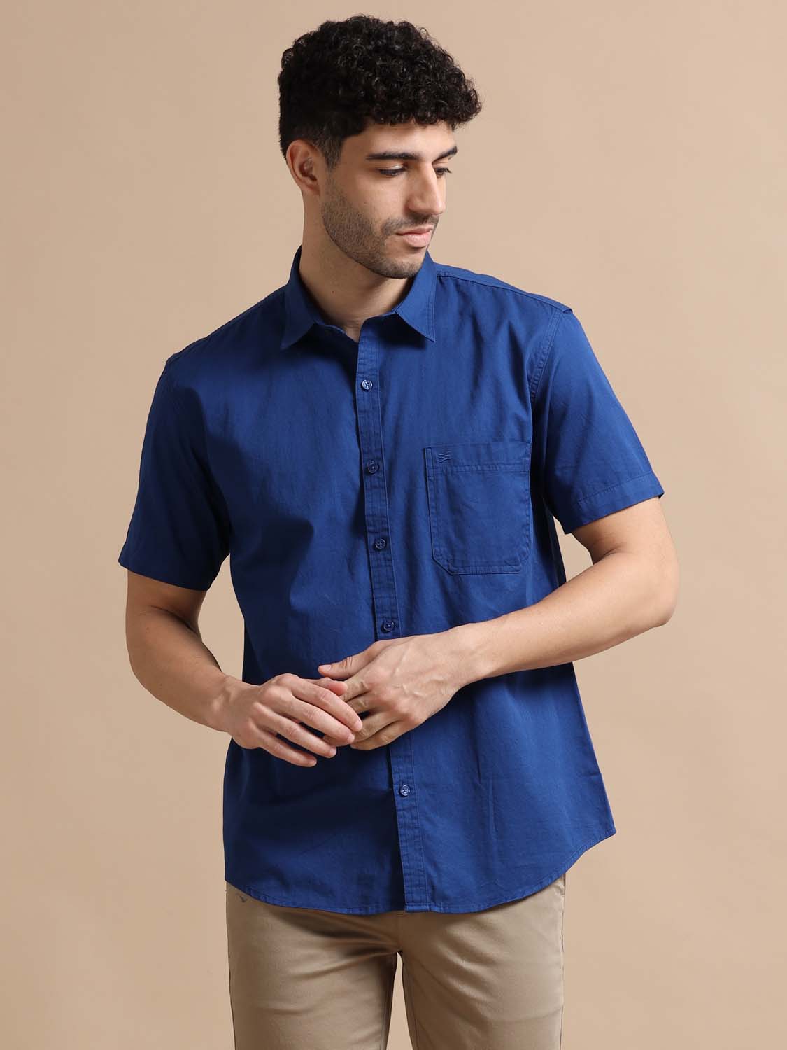 Dark Blue Cotton Shirt for Men