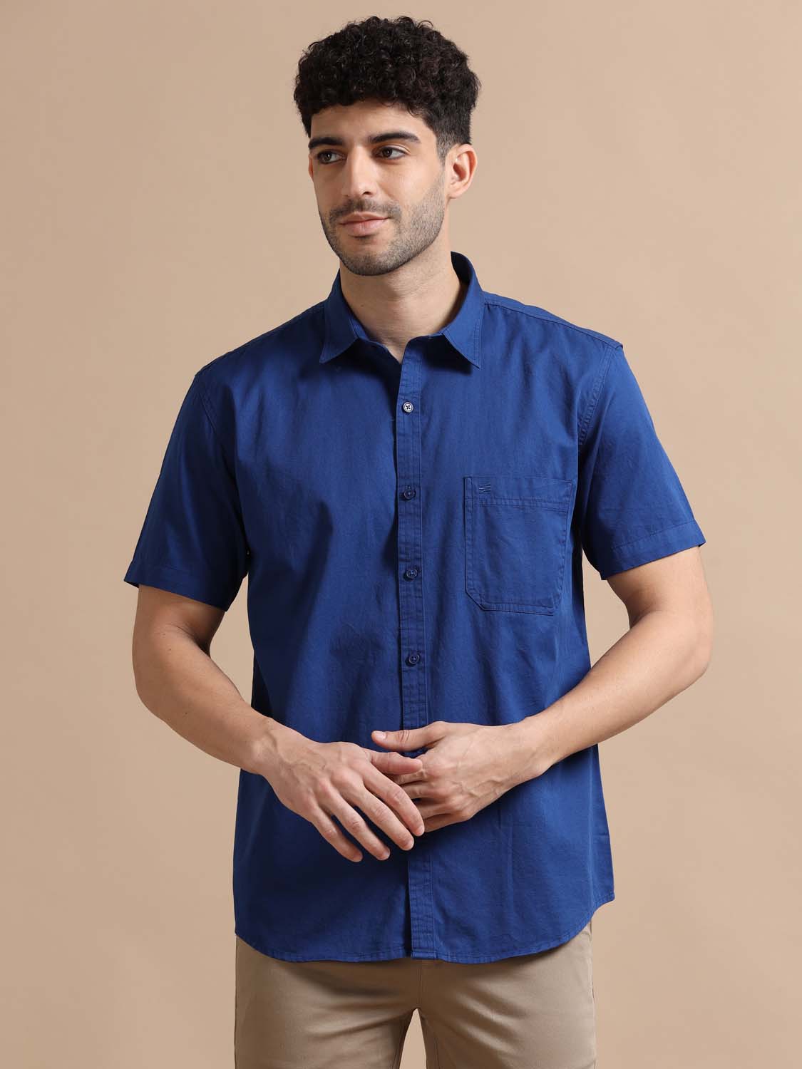 Dark Blue Cotton Shirt for Men