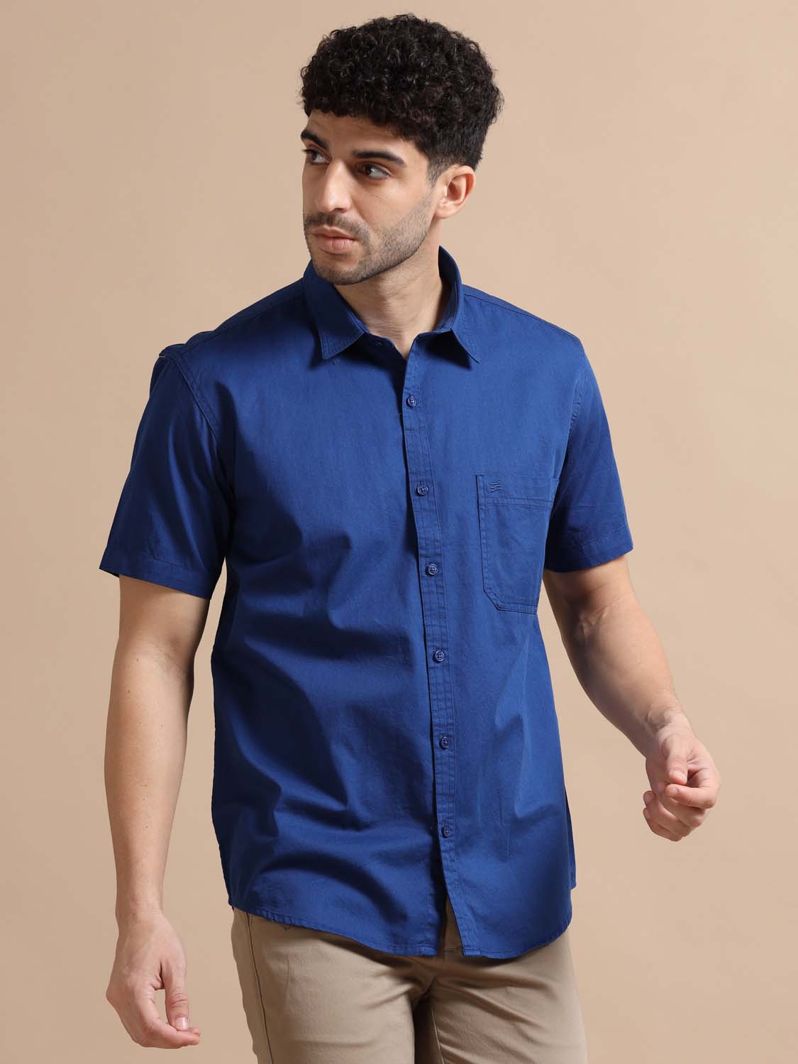 Dark Blue Cotton Shirt for Men