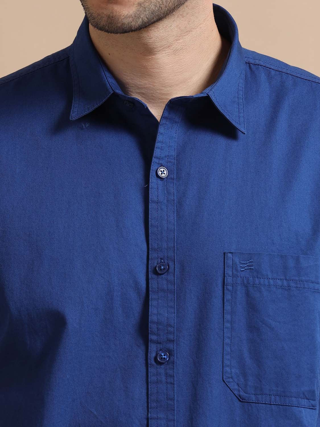 Dark Blue Cotton Shirt for Men