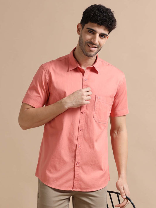 Pink Cotton Shirt for Men