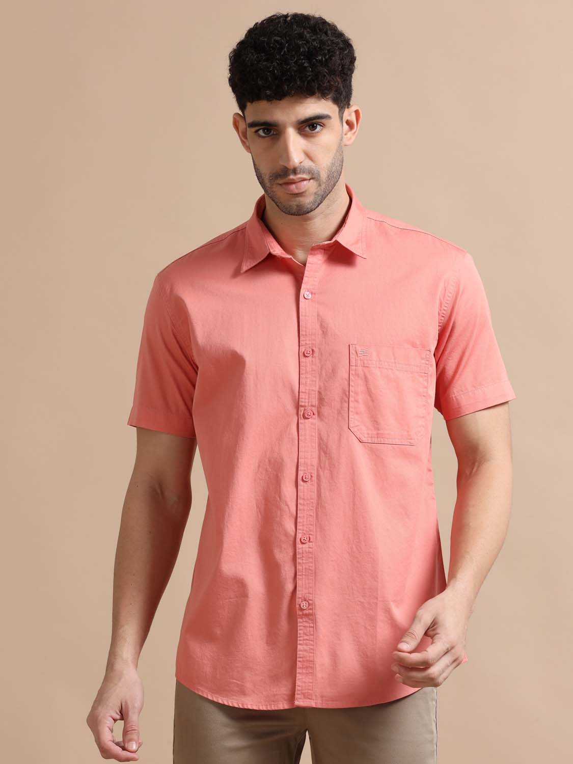 Pink Cotton Shirt for Men