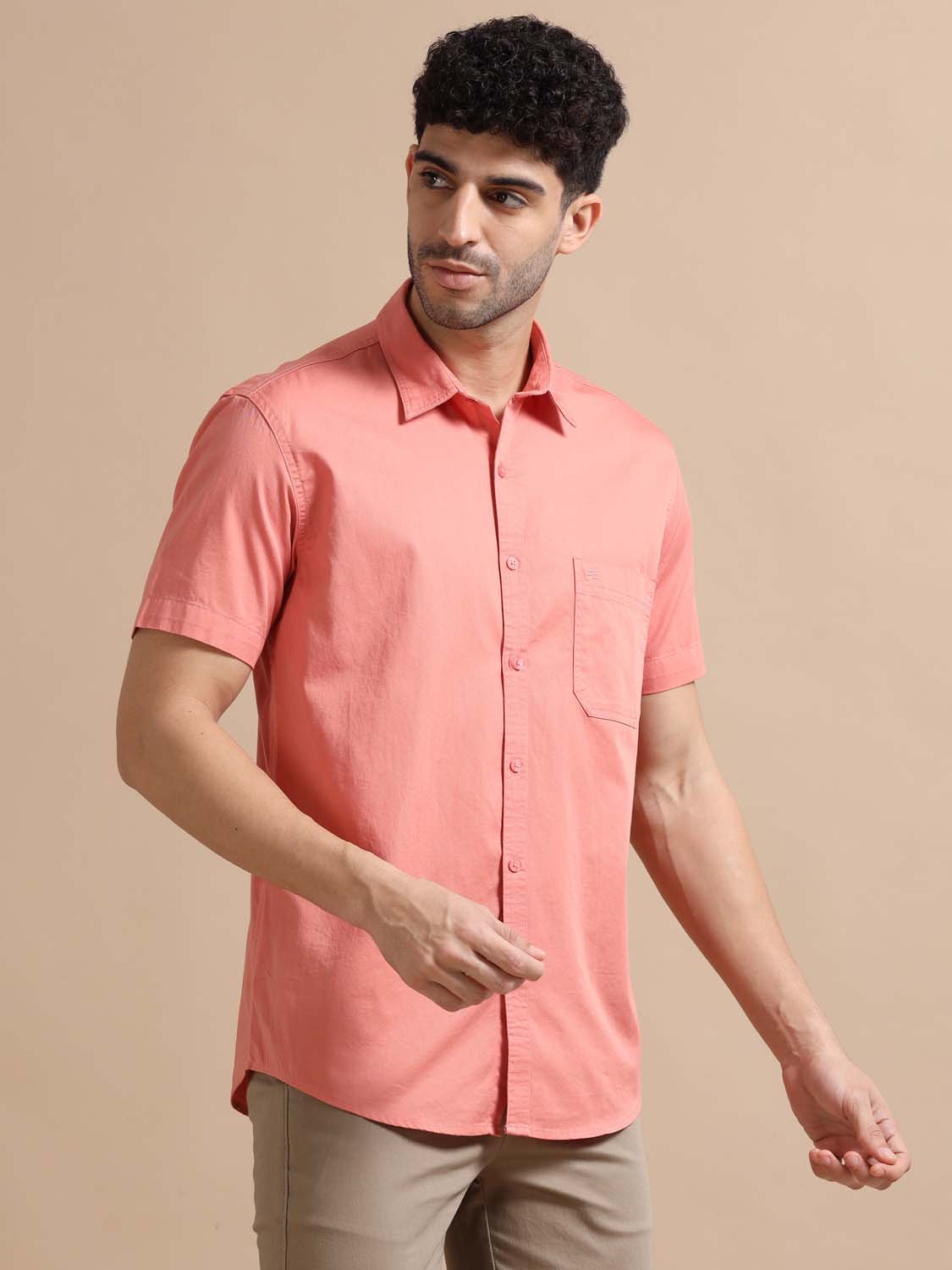 Pink Cotton Shirt for Men