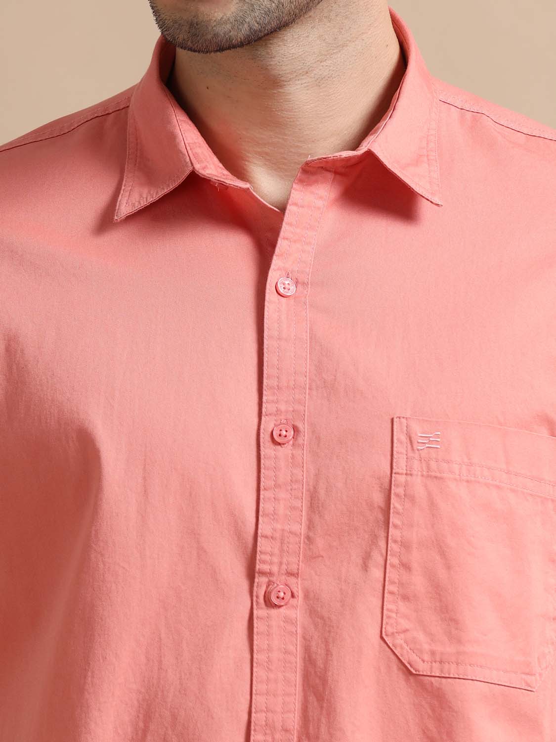 Pink Cotton Shirt for Men