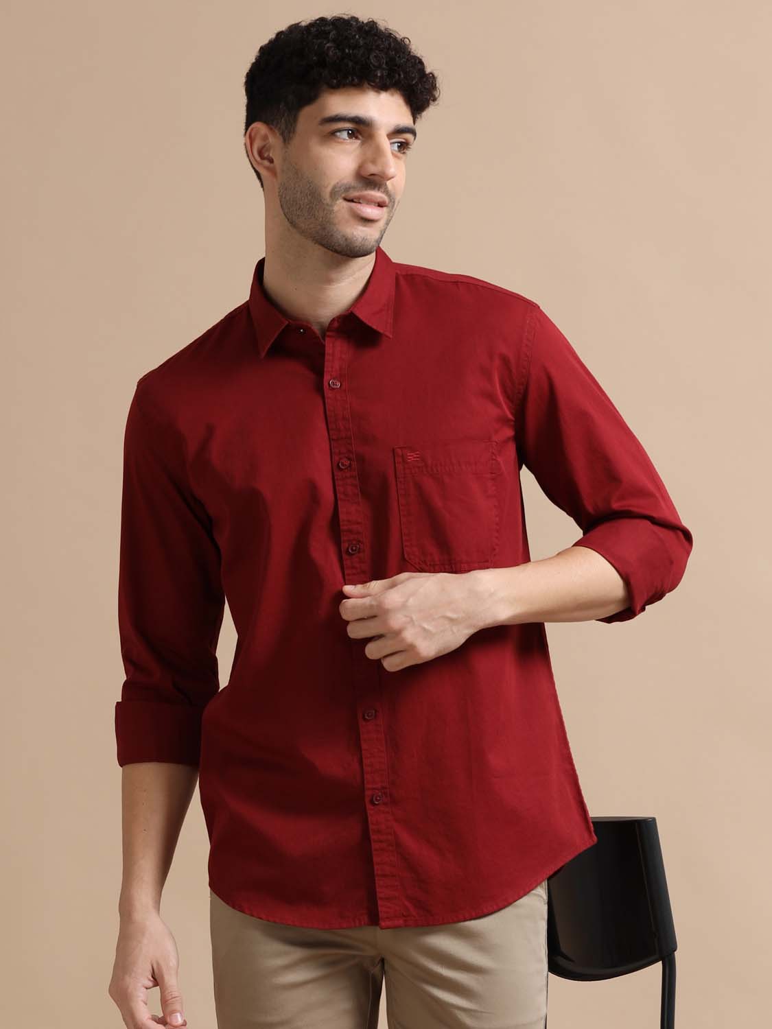 Vivid Burgundy Shirt for Men