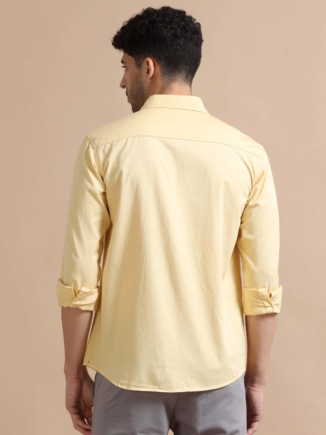 Yellow Cotton Shirt for Men 