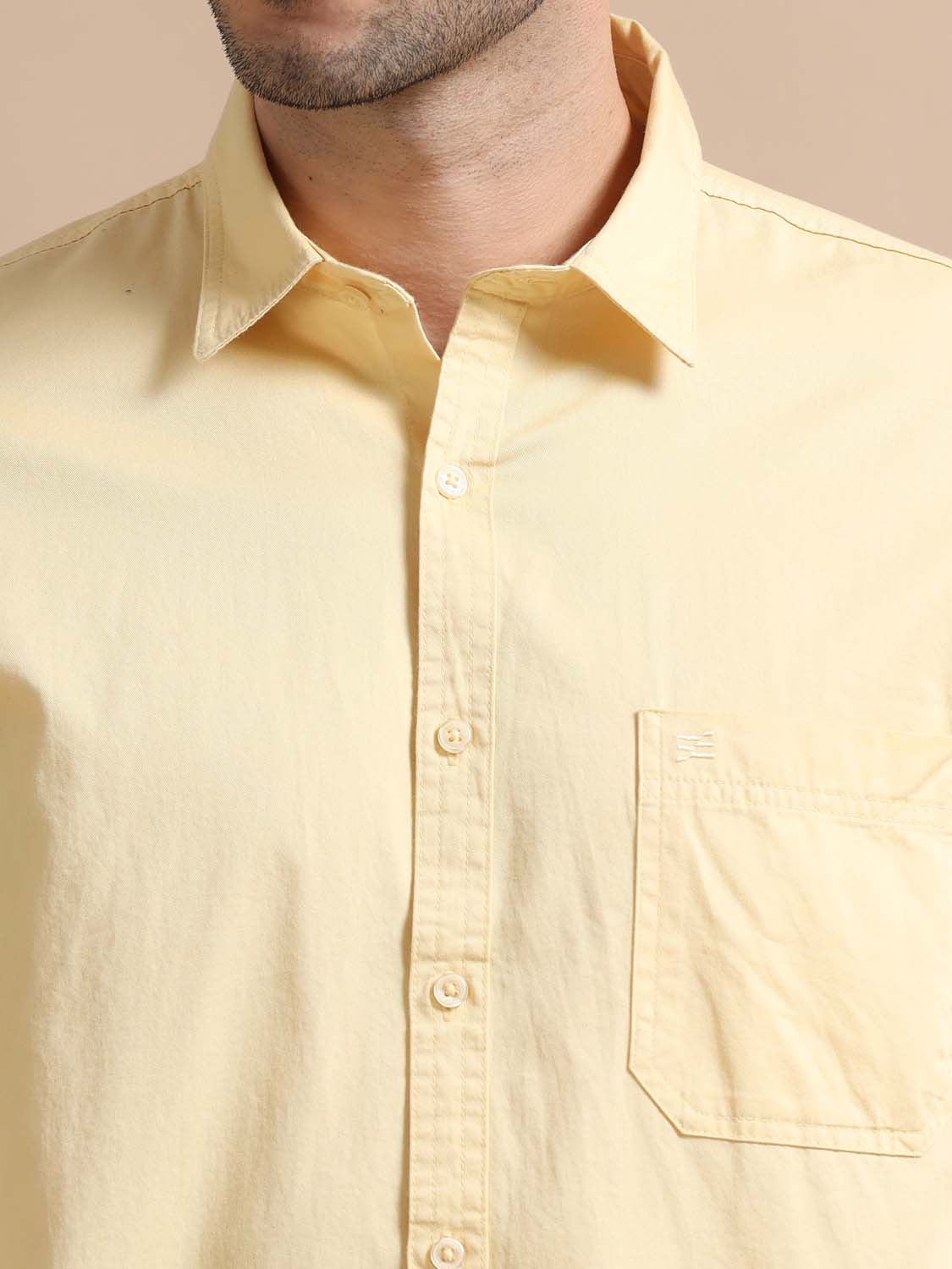 Yellow Cotton Shirt for Men 