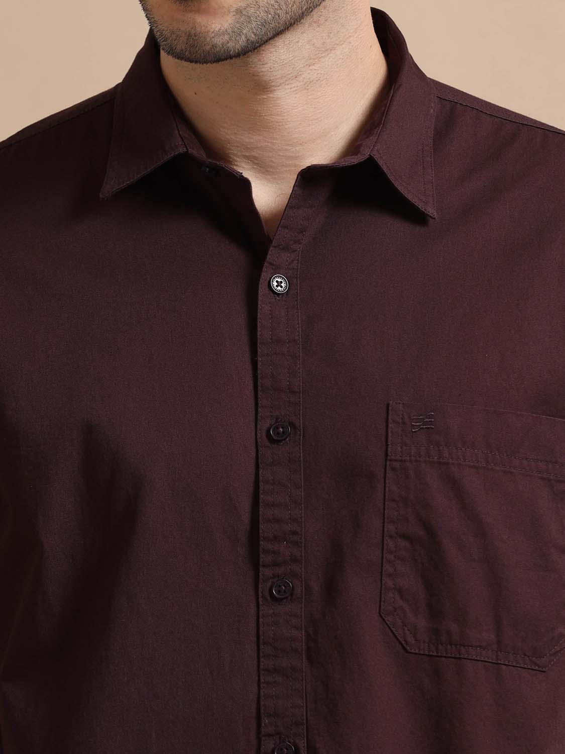 Walnut Cotton Half Shirt for Men 