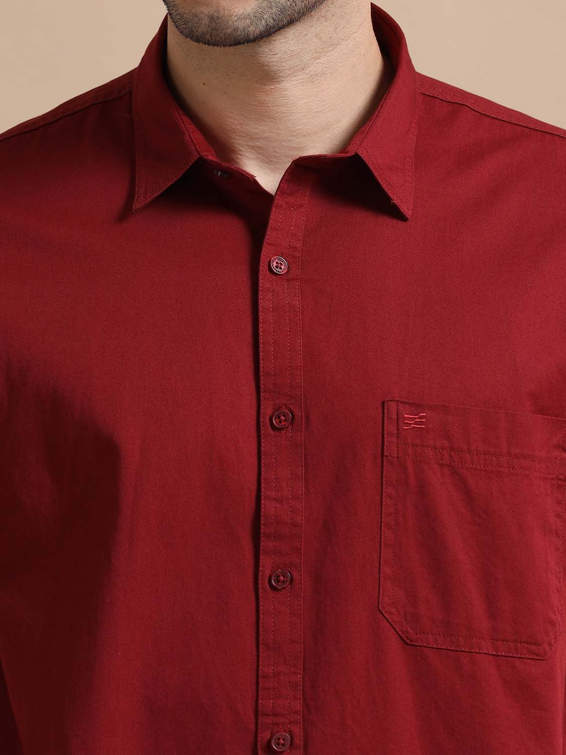 Half Sleeve Burgundy Shirt for Men 