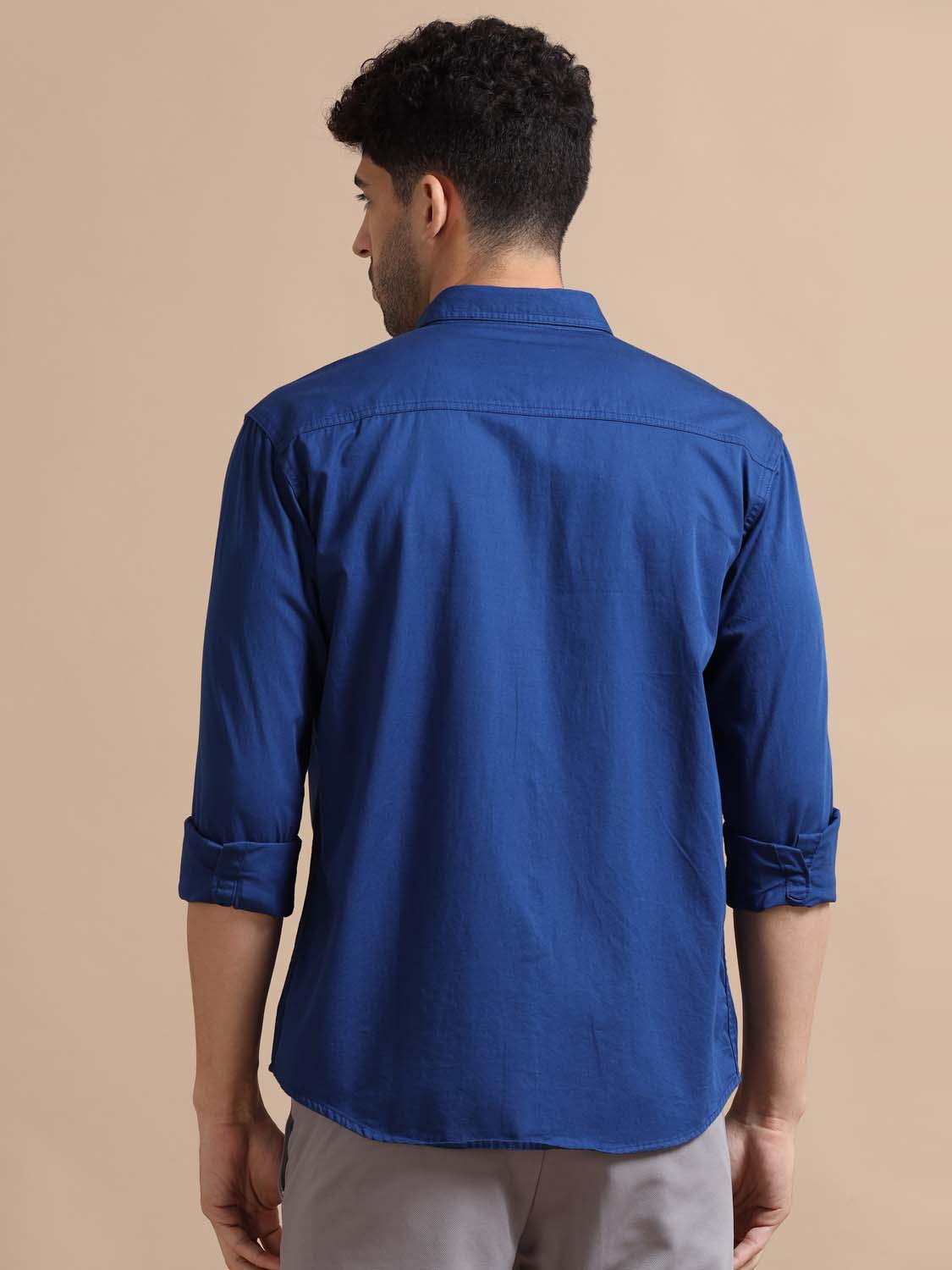 Full Sleeve Blue Cotton Shirt for Men