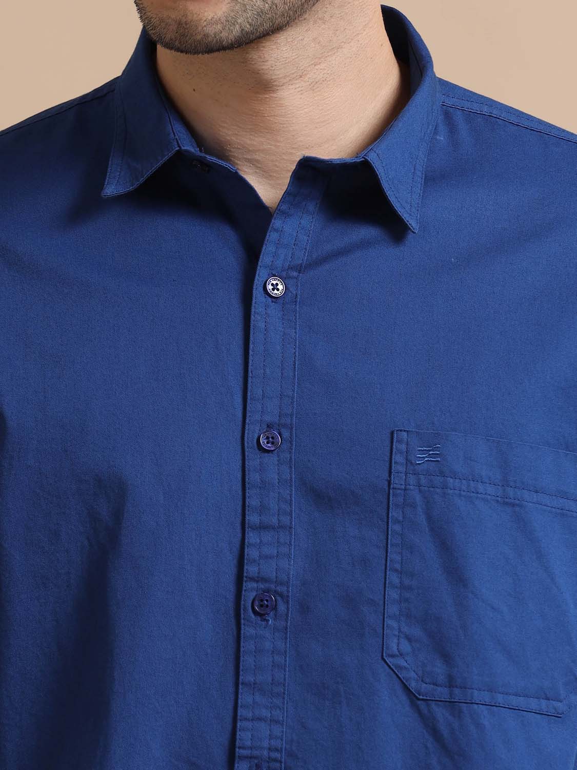 Full Sleeve Blue Cotton Shirt for Men