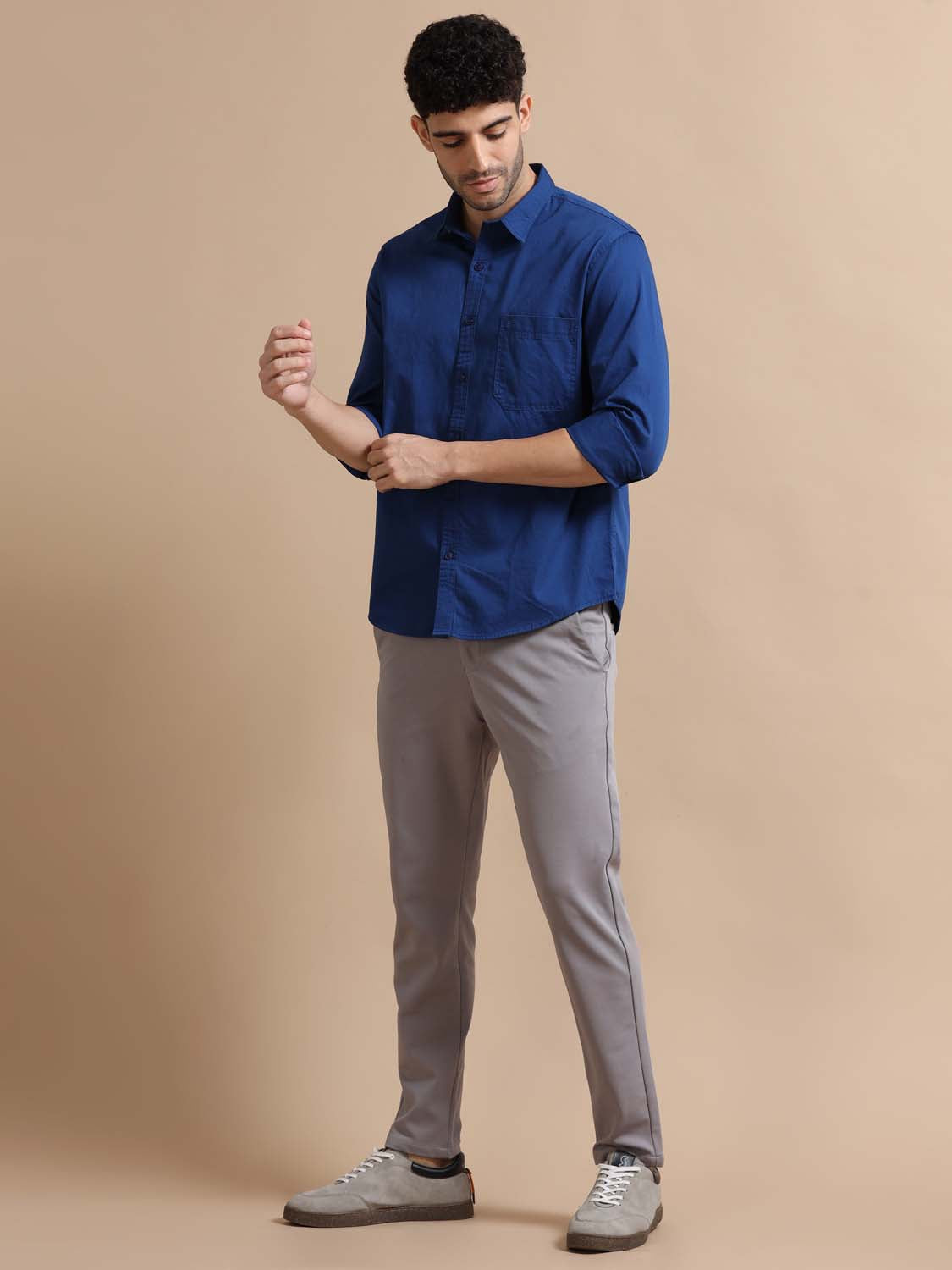 Full Sleeve Blue Cotton Shirt for Men