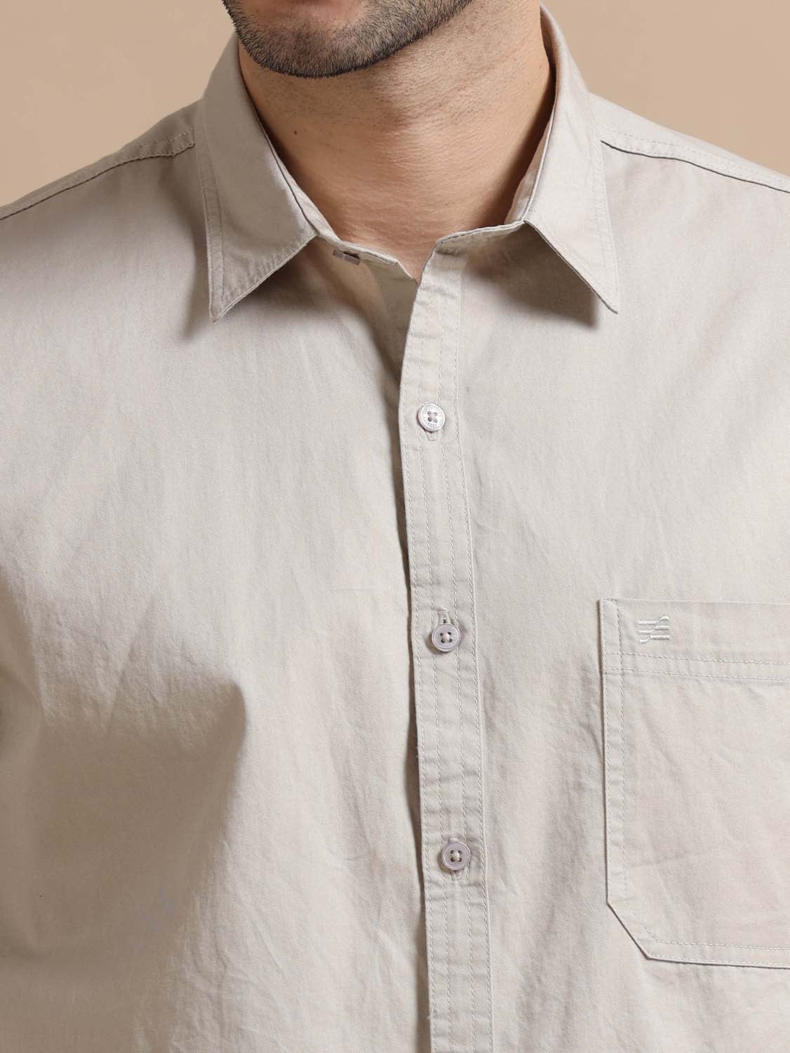 Half Sleeve Cotton Grey Shirt for Men