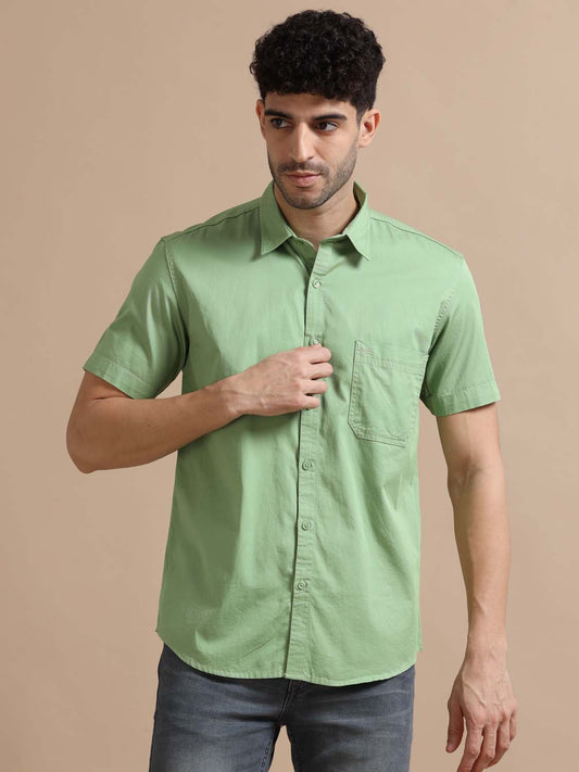 Mist Green Cotton Shirt for Men