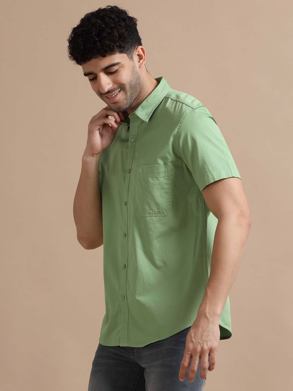 Mist Green Cotton Shirt for Men