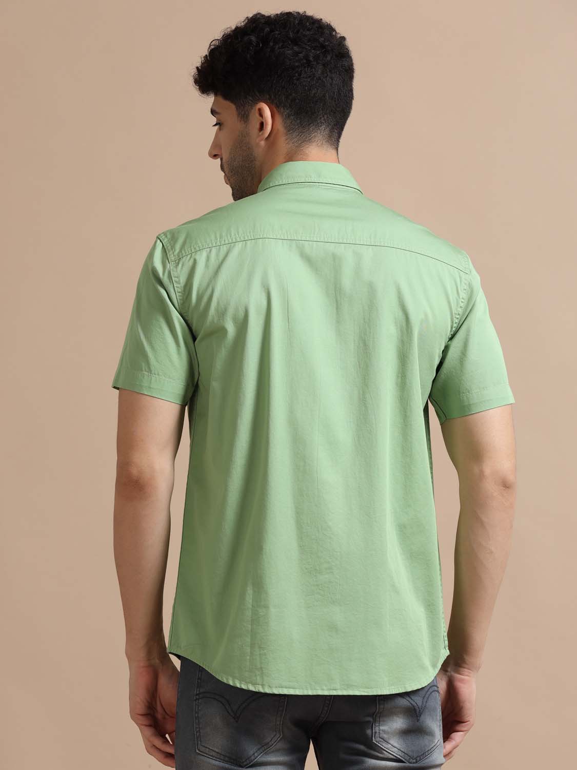 Mist Green Cotton Shirt for Men