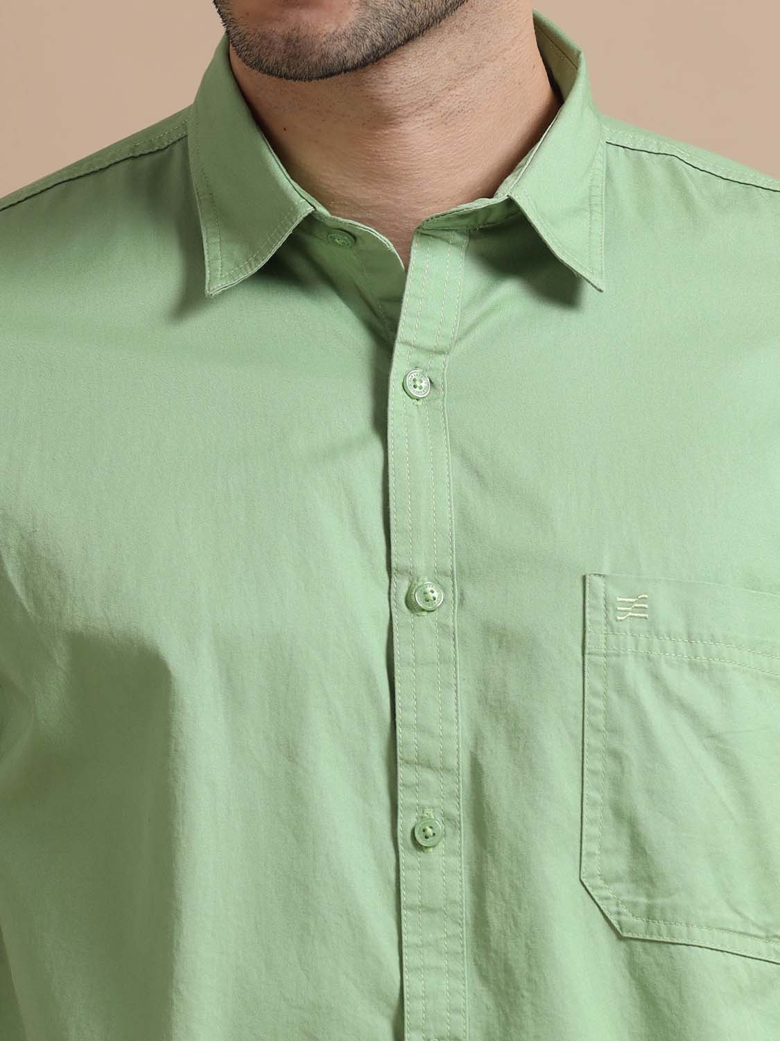 Mist Green Cotton Shirt for Men