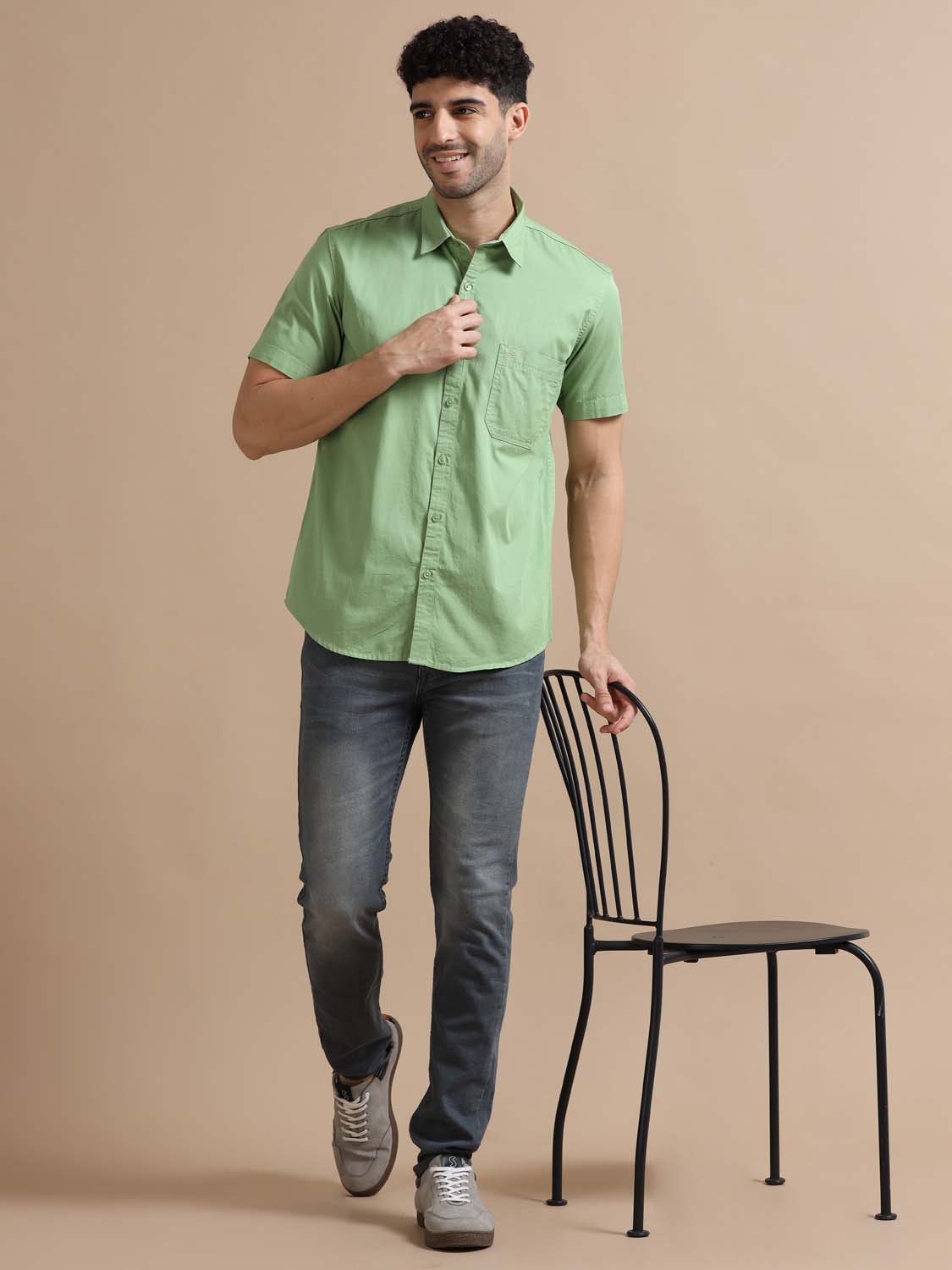 Mist Green Cotton Shirt for Men