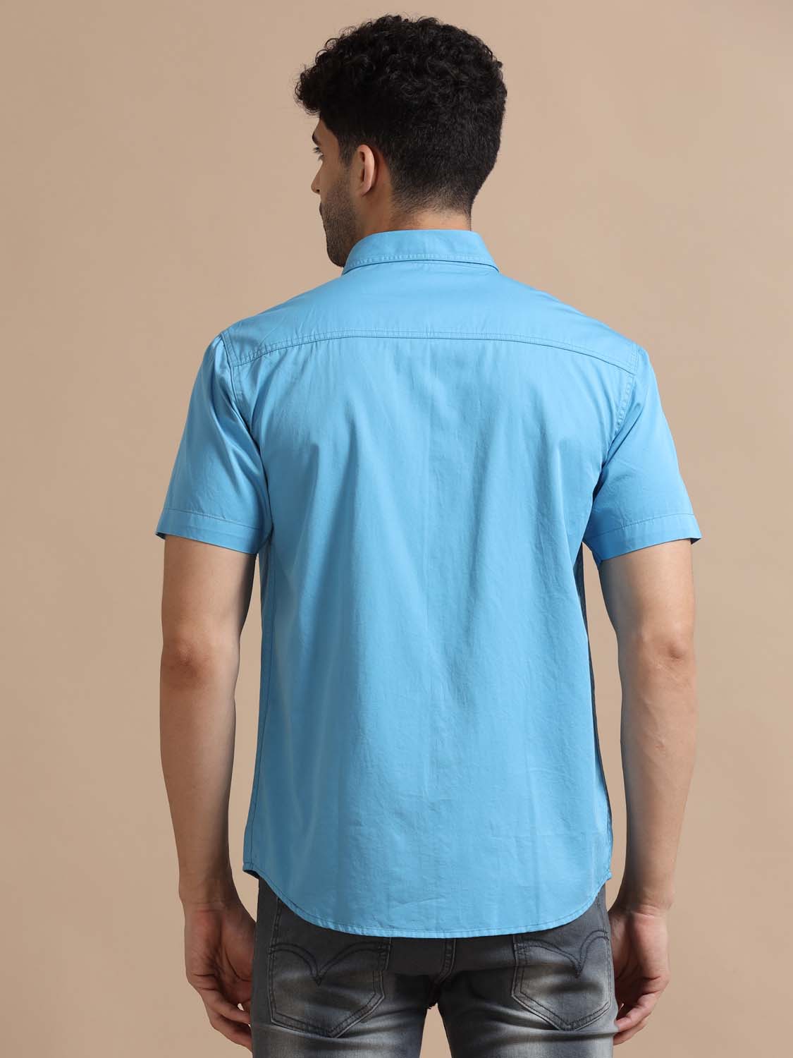 Day Sky Blue Cotton Shirt for Men