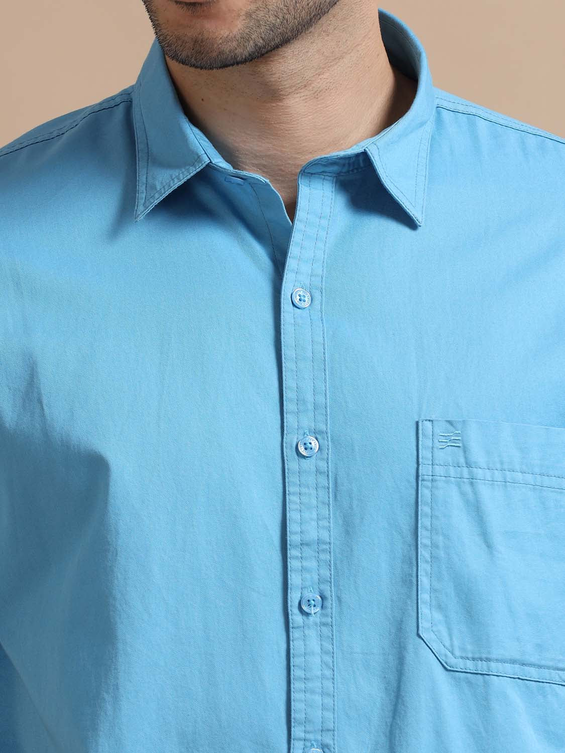 Day Sky Blue Cotton Shirt for Men