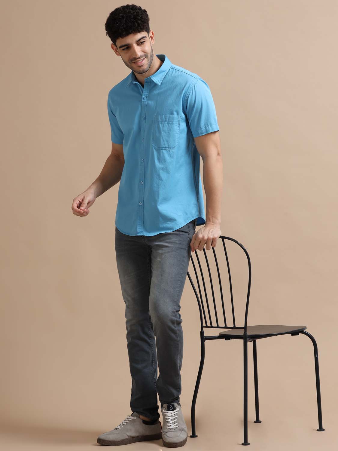 Day Sky Blue Cotton Shirt for Men