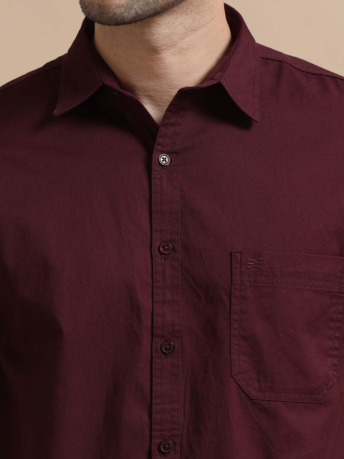 Half Sleeve Dark Red Shirt for Men