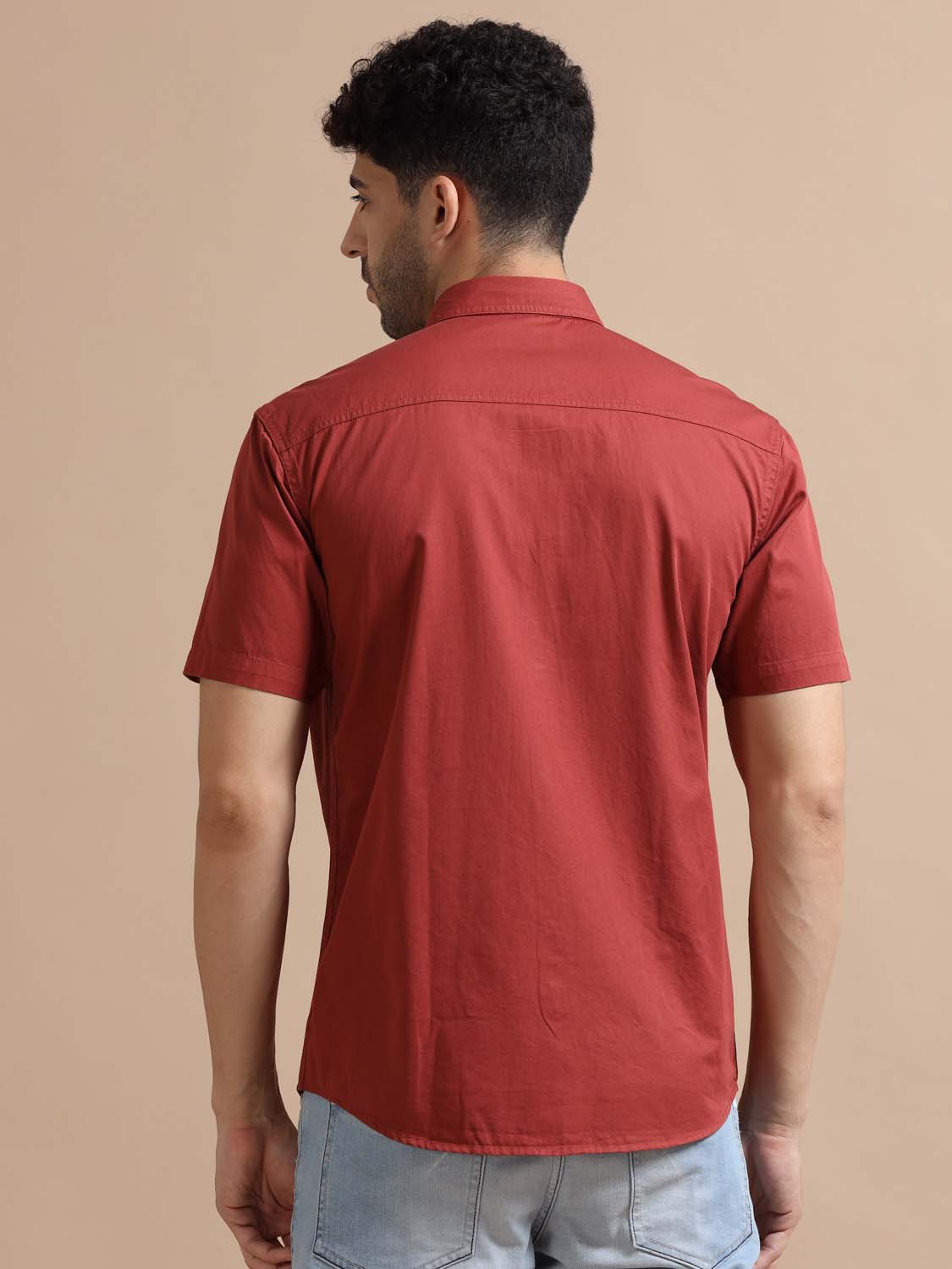 Dusty Red Cotton Shirt for Men