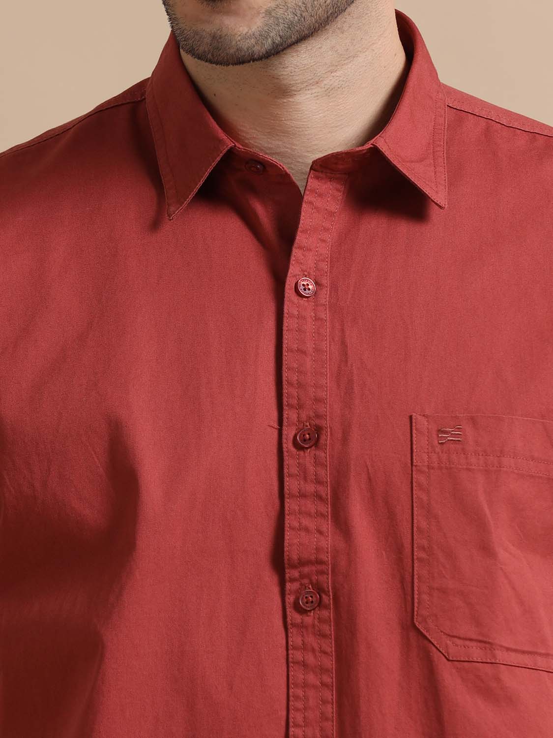 Dusty Red Cotton Shirt for Men