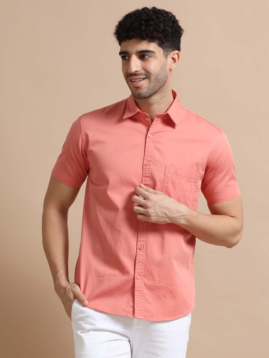 Pink Cotton Shirt for Men