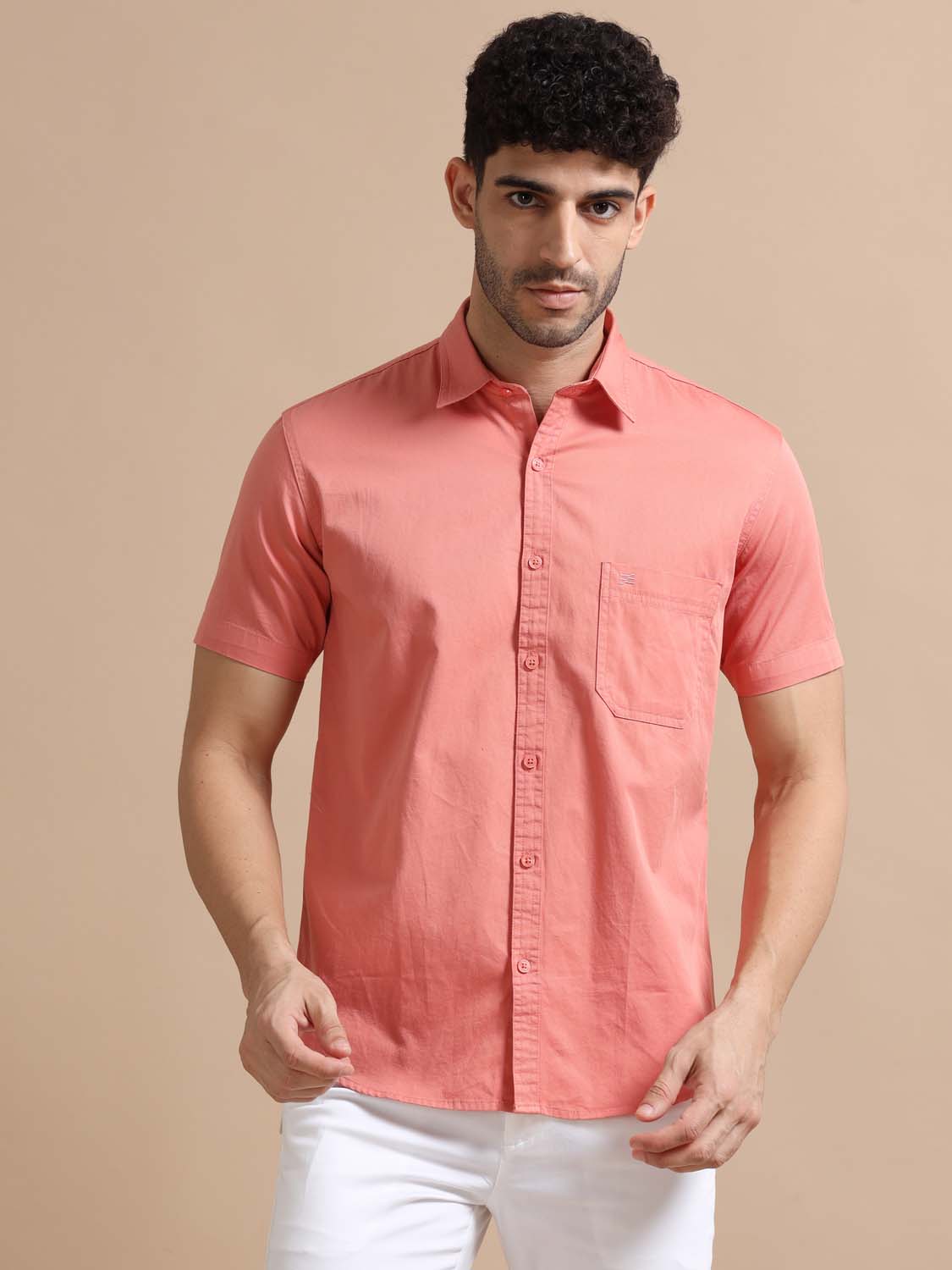 Pink Cotton Shirt for Men